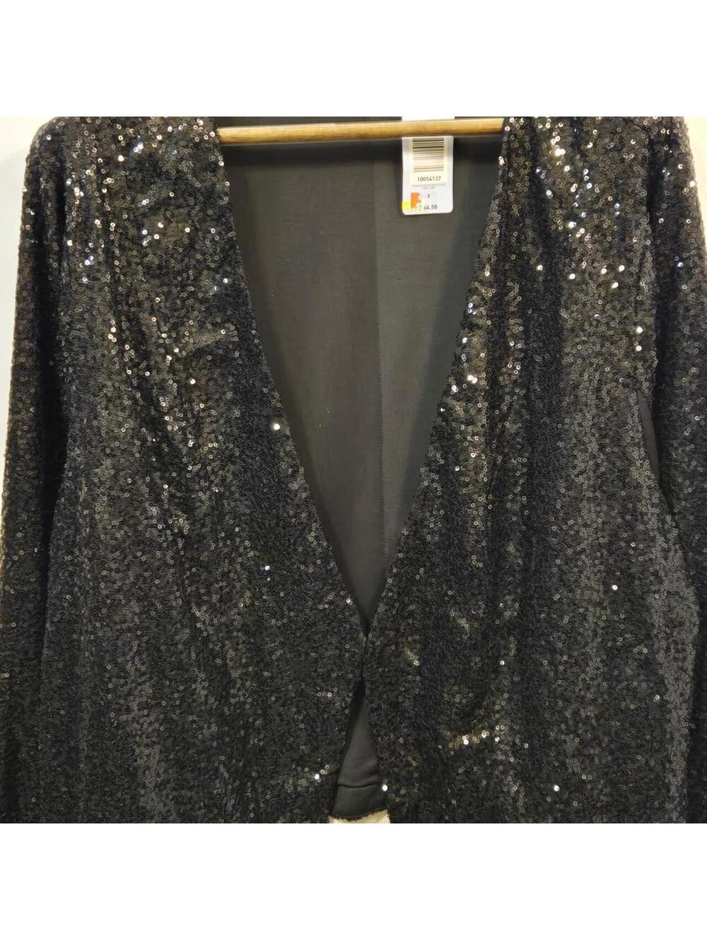 Torrid Black Sequin Open-Front Cardigan Blazer